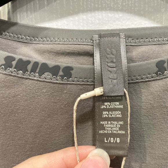 SKIMS COTTON LOGO SUPER CROPPED T-SHIRT SZ LARGE COLOR SMOKE - Picture 6 of 9